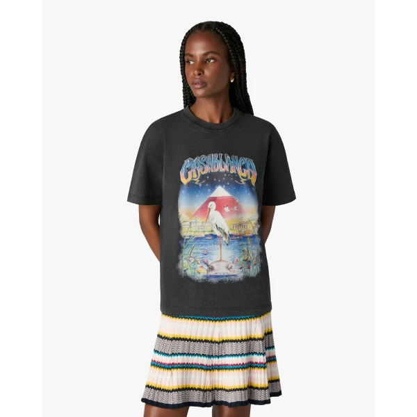 Casablanca Black Egypt As It Was Oversized Short Sleeve T-Shirt, view 4