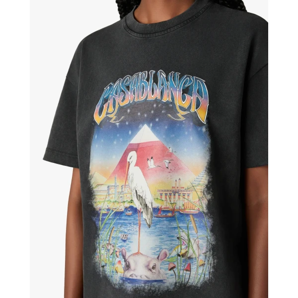 Casablanca Black Egypt As It Was Oversized Short Sleeve T-Shirt, view 5