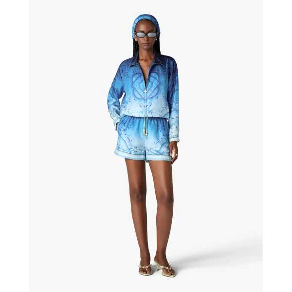 Casablanca Blue Gradient Egyptian Rug Silk Shorts, view 2