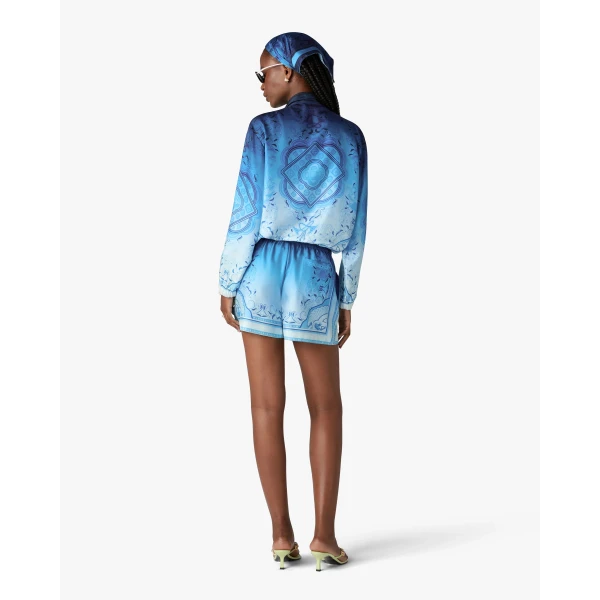 Casablanca Blue Gradient Egyptian Rug Silk Shorts, view 3