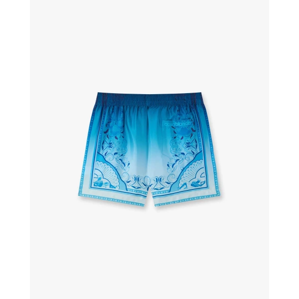 Casablanca Blue Gradient Egyptian Rug Silk Shorts, view 6