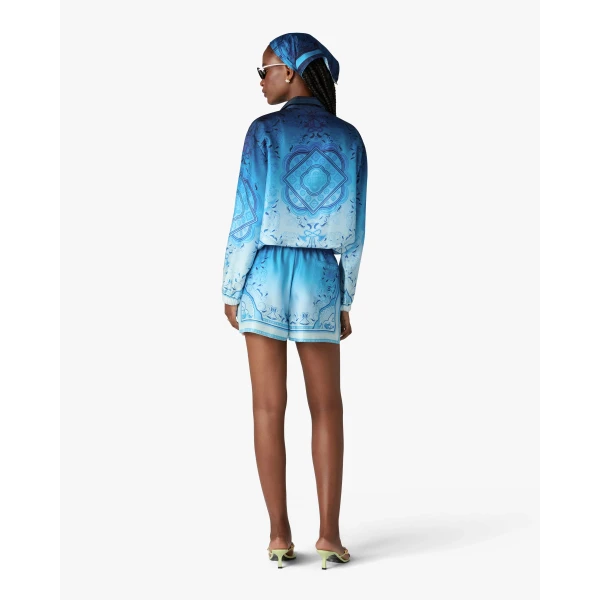 Casablanca Blue Gradient Egyptian Rug Silk Track Jacket, view 3