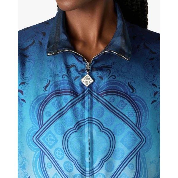 Casablanca Blue Gradient Egyptian Rug Silk Track Jacket, view 5