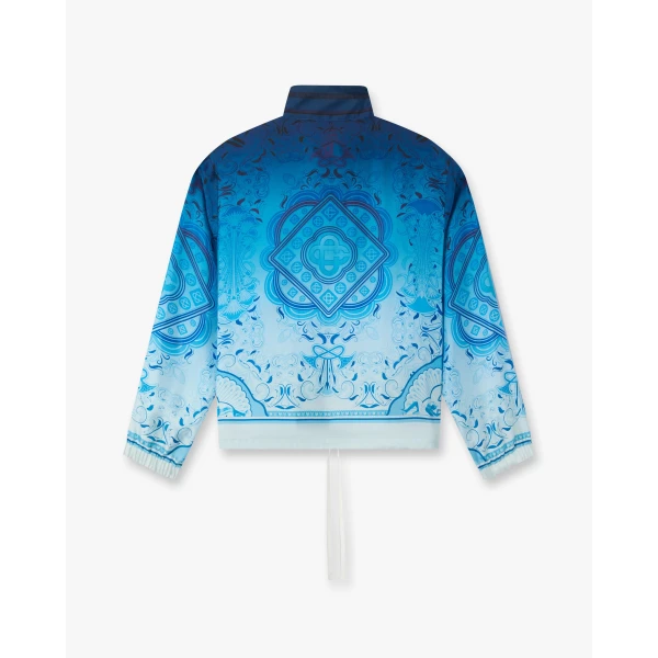 Casablanca Blue Gradient Egyptian Rug Silk Track Jacket, view 6