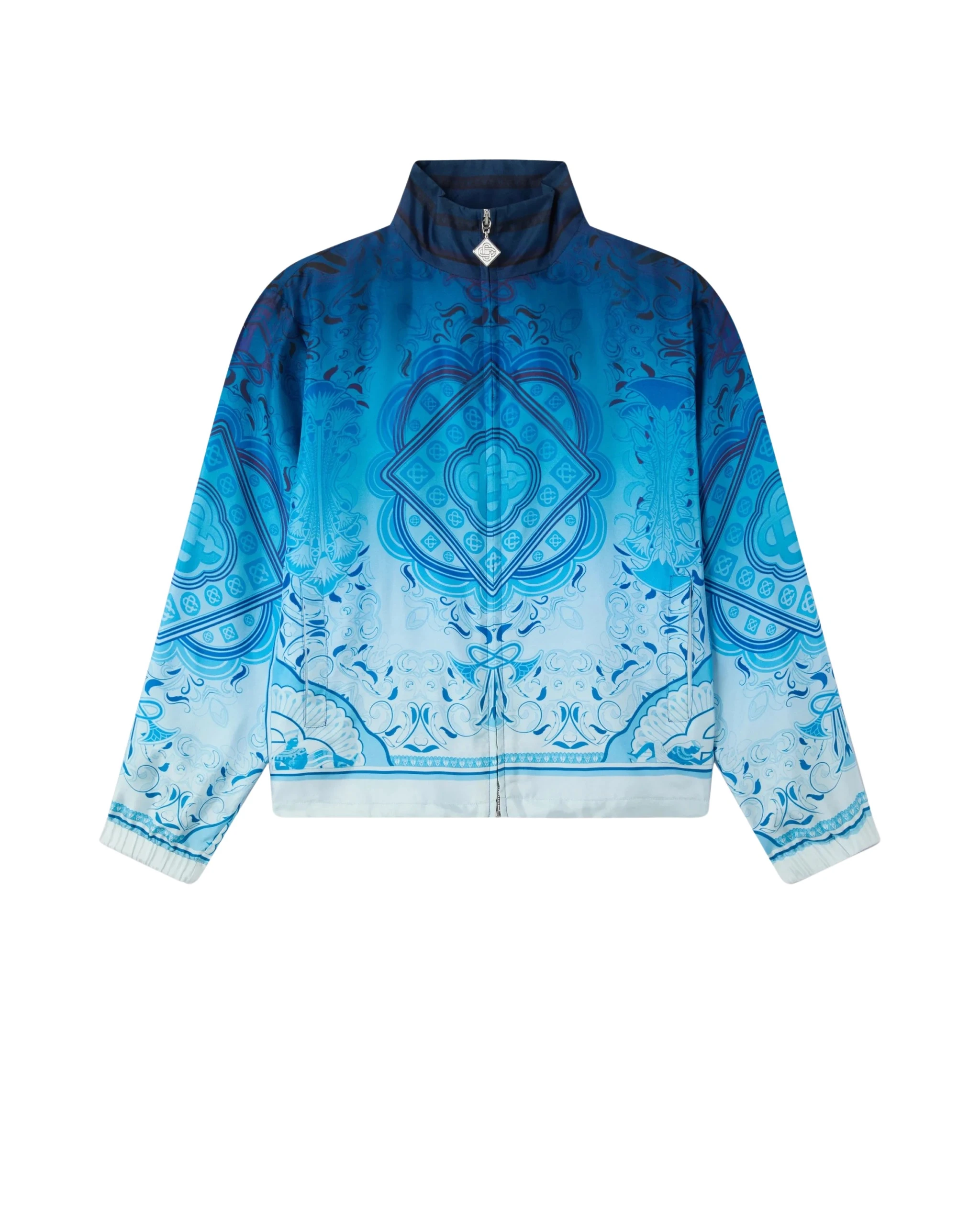 Blue Gradient Egyptian Rug Silk Track Jacket