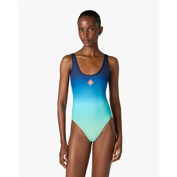 Casablanca Blue & Green Gradient Printed Swimsuit, view 2