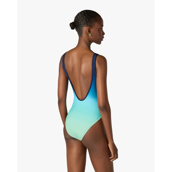 Casablanca Blue & Green Gradient Printed Swimsuit, view 3