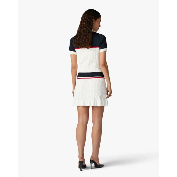 Casablanca Cream & Navy Knit Tennis Mini Skirt, view 3