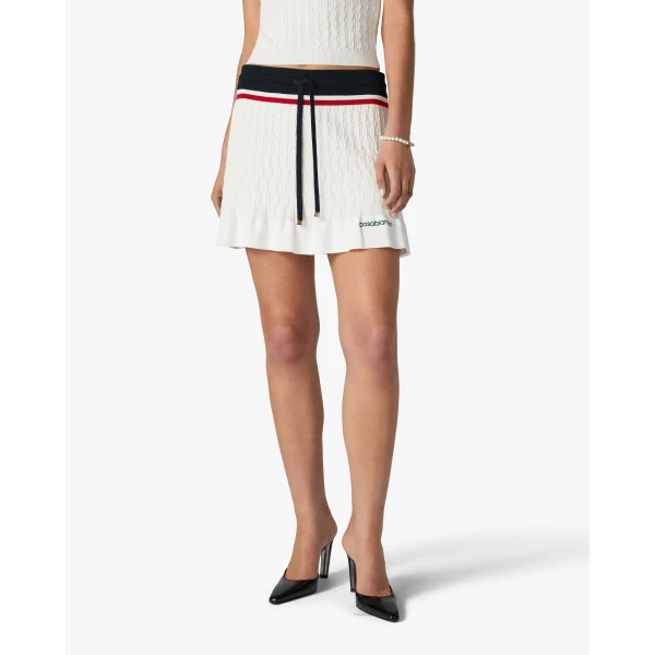 Casablanca Cream & Navy Knit Tennis Mini Skirt, view 4