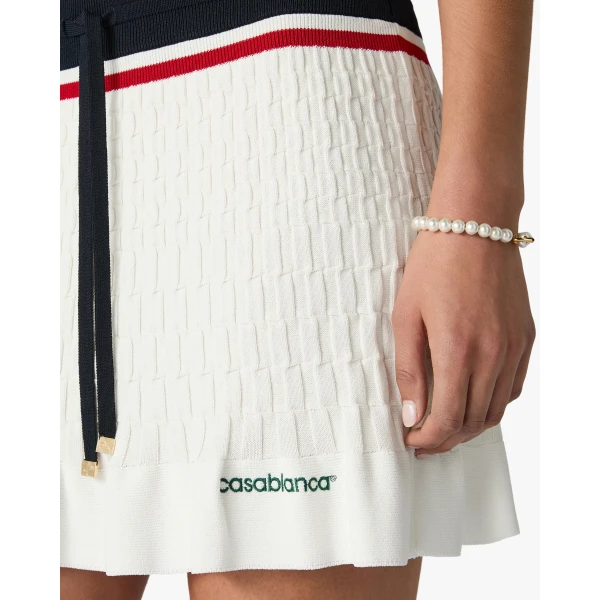 Casablanca Cream & Navy Knit Tennis Mini Skirt, view 5