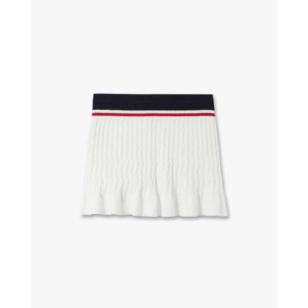 Casablanca Cream & Navy Knit Tennis Mini Skirt, view 6
