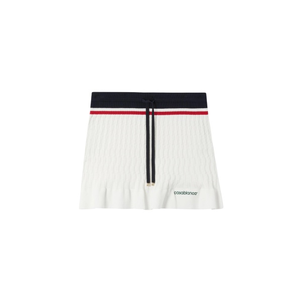 Casablanca Cream & Navy Knit Tennis Mini Skirt