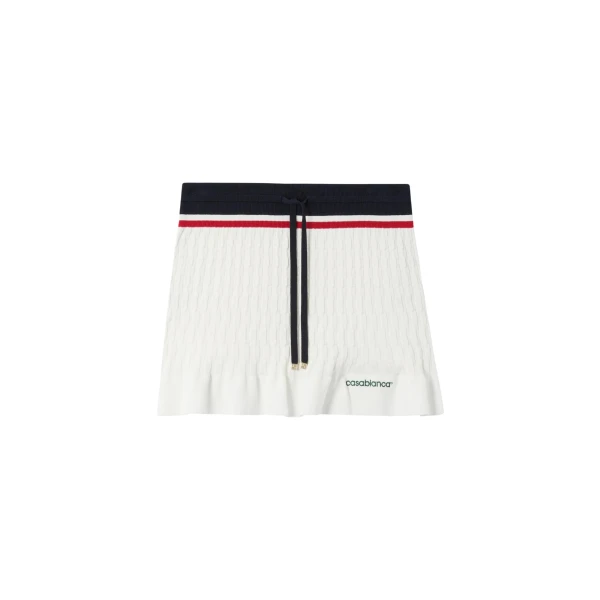 Casablanca Cream & Navy Knit Tennis Mini Skirt
