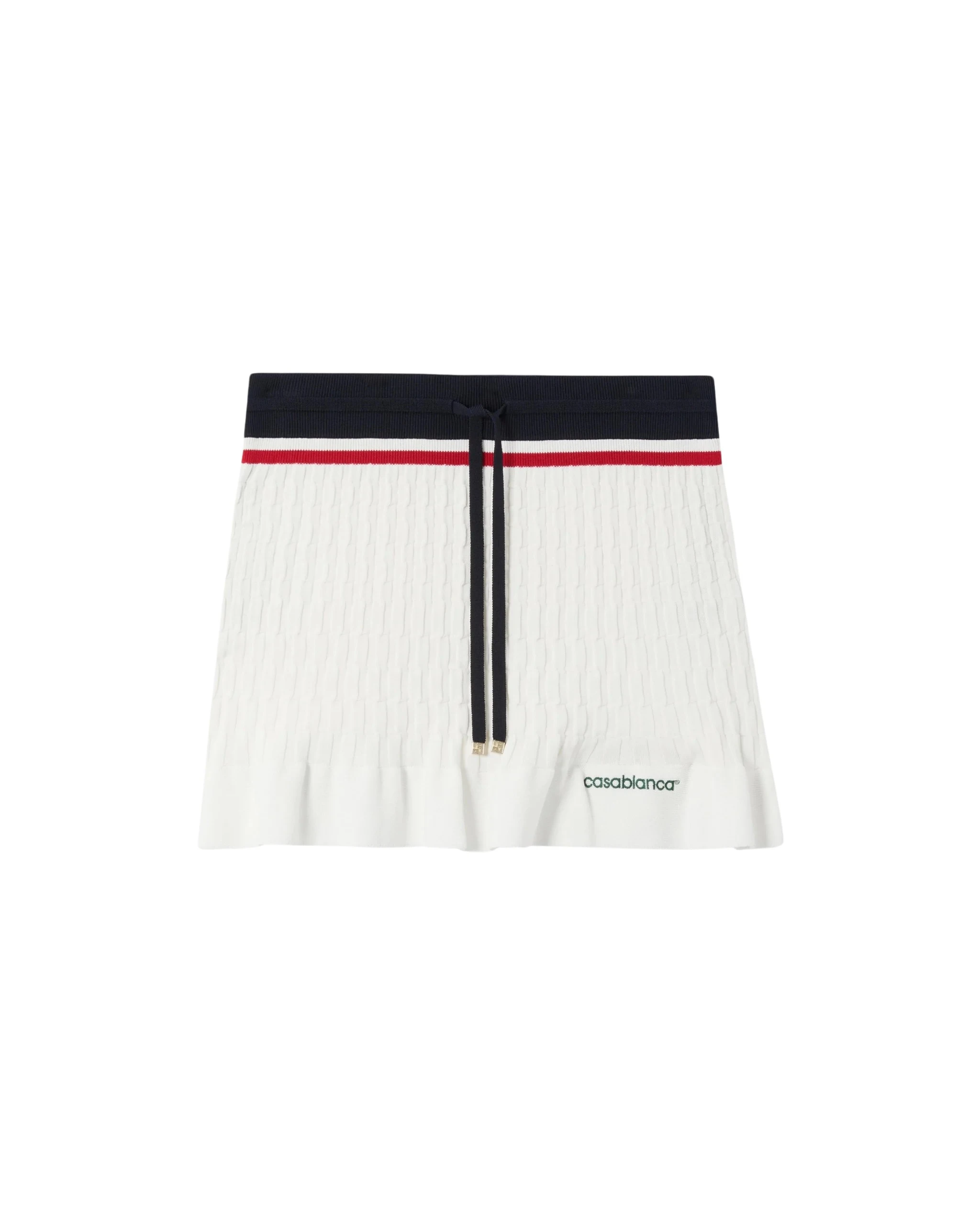 Cream & Navy Knit Tennis Mini Skirt