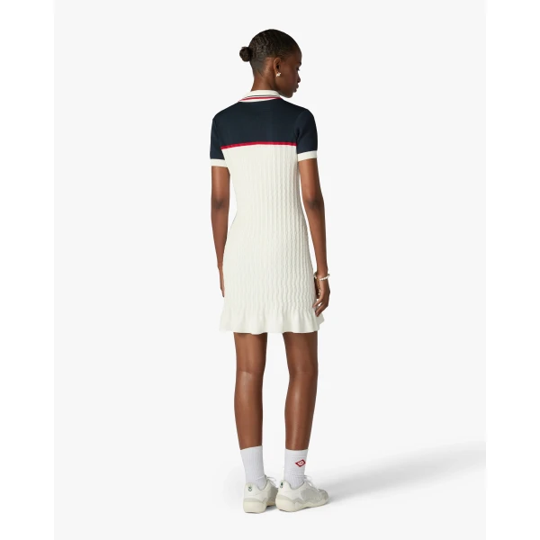 Casablanca Cream & Navy Knit Tennis Polo Mini Dress, view 3