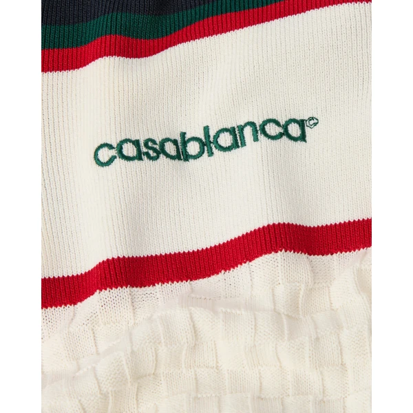 Casablanca Cream & Navy Knit Tennis Polo Mini Dress, view 6