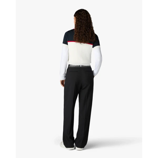Casablanca Cream & Navy Knit Tennis Short Sleeve Polo Shirt, view 3