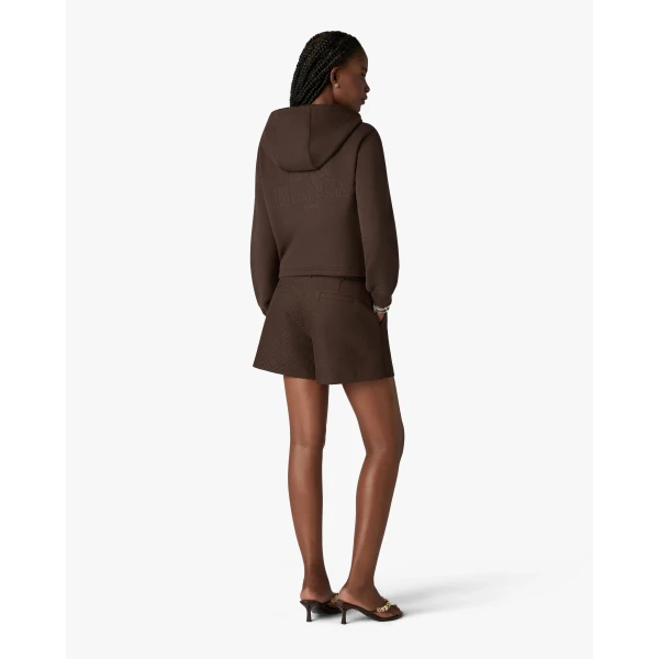 Casablanca Dark Brown Cotton Monogram Shorts, view 3