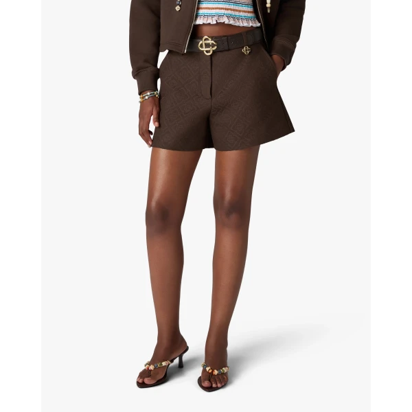 Casablanca Dark Brown Cotton Monogram Shorts, view 4