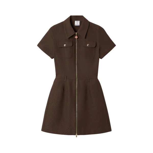 Casablanca Dark Brown Monogram Canvas Midi Dress