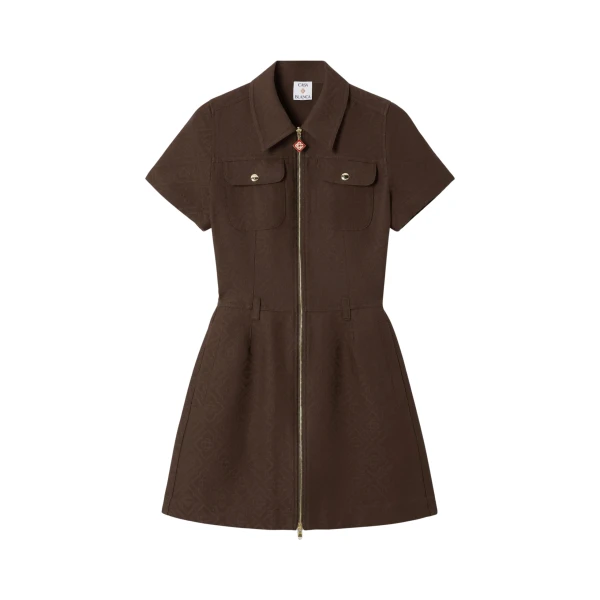 Casablanca Dark Brown Monogram Canvas Midi Dress