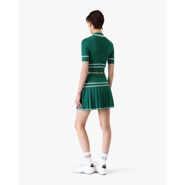 Casablanca Green Cropped Knit Polo Shirt, view 3