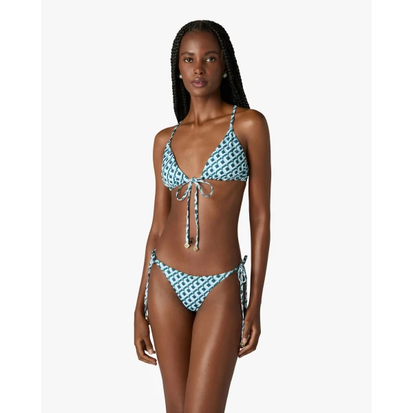 Casablanca Green Cubist CC Monogram String Beaded Bikini Bottom, view 2