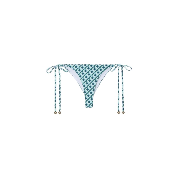 Casablanca Green Cubist CC Monogram String Beaded Bikini Bottom