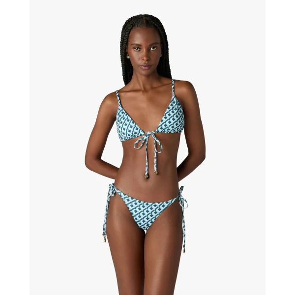 Casablanca Green Cubist CC Monogram String Bikini Top, view 2