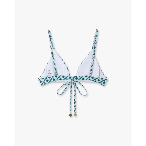 Casablanca Green Cubist CC Monogram String Bikini Top, view 6