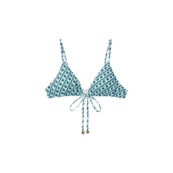 Casablanca Green Cubist CC Monogram String Bikini Top