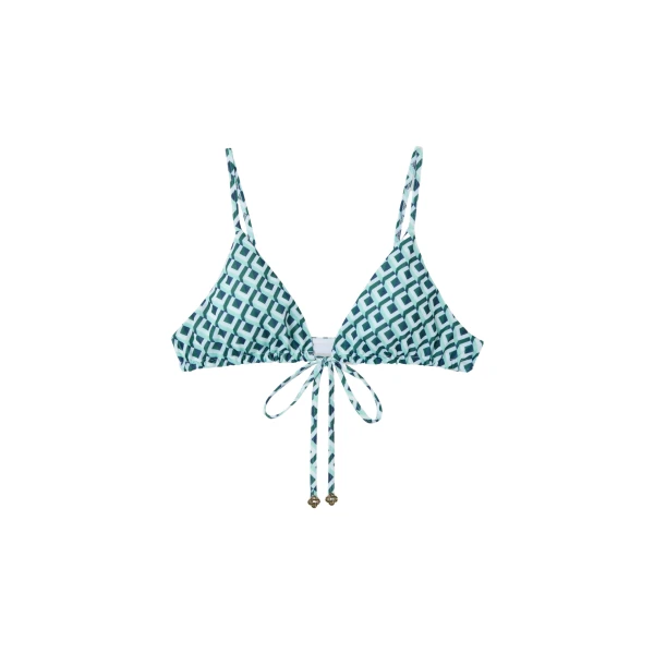 Casablanca Green Cubist CC Monogram String Bikini Top