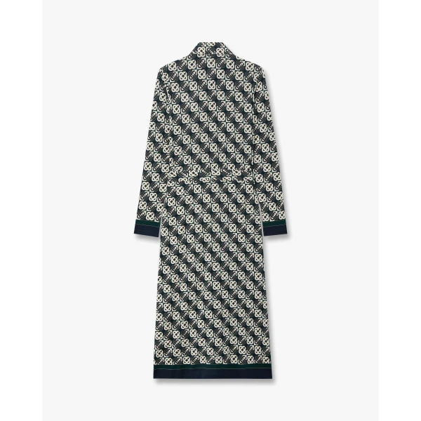 Casablanca Green & Navy Check Jersey Monogram Midi Dress, view 2