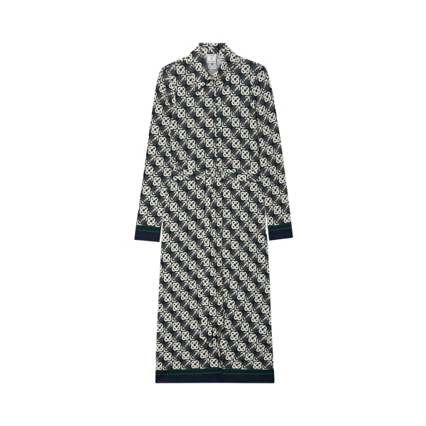 Casablanca Green & Navy Check Jersey Monogram Midi Dress