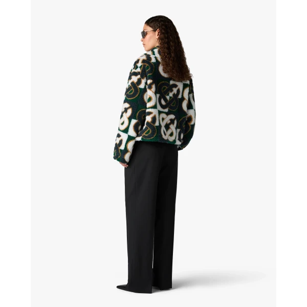 Casablanca Green & Navy Check Monogram Fleece Jacket, view 2