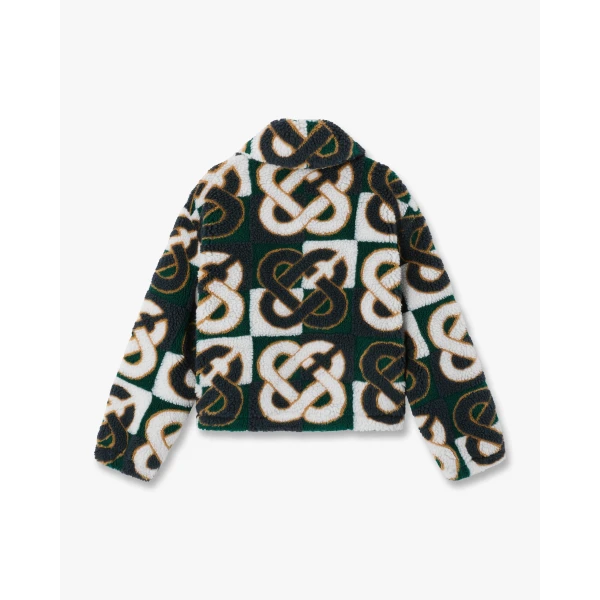 Casablanca Green & Navy Check Monogram Fleece Jacket, view 5