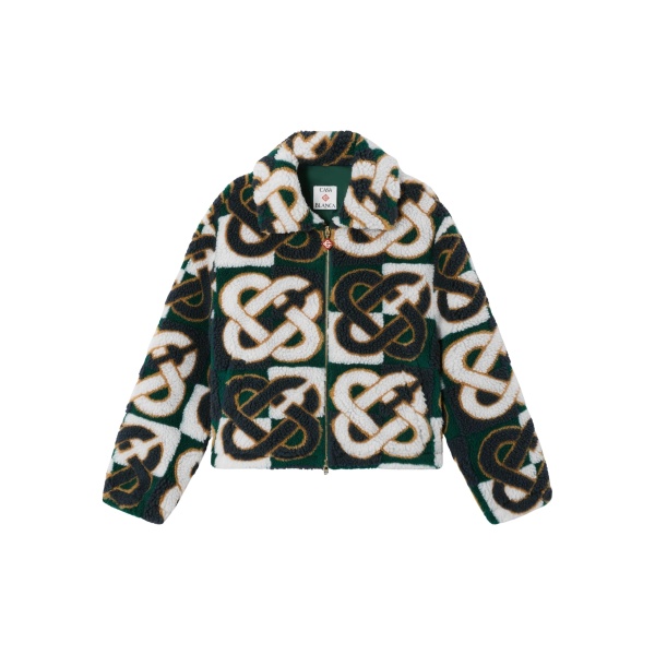 Casablanca Green & Navy Check Monogram Fleece Jacket