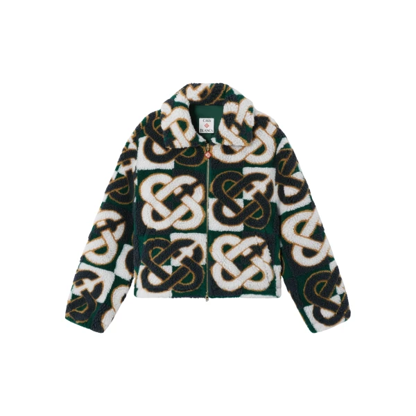 Casablanca Green & Navy Check Monogram Fleece Jacket