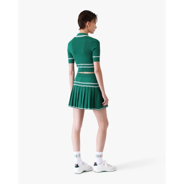 Casablanca Green Pleated Knit Mini Skirt, view 3