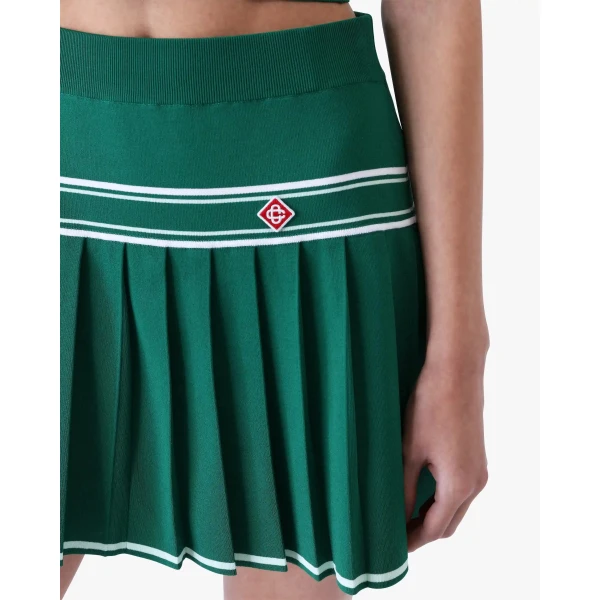 Casablanca Green Pleated Knit Mini Skirt, view 5