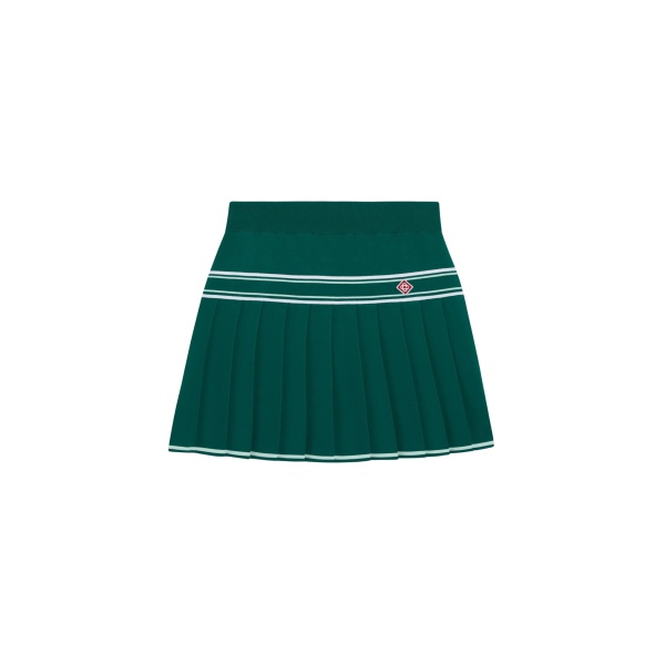 Casablanca Green Pleated Knit Mini Skirt