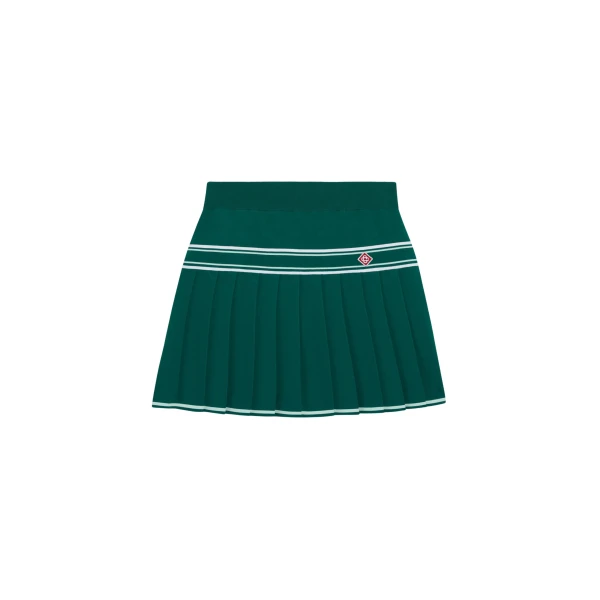 Casablanca Green Pleated Knit Mini Skirt