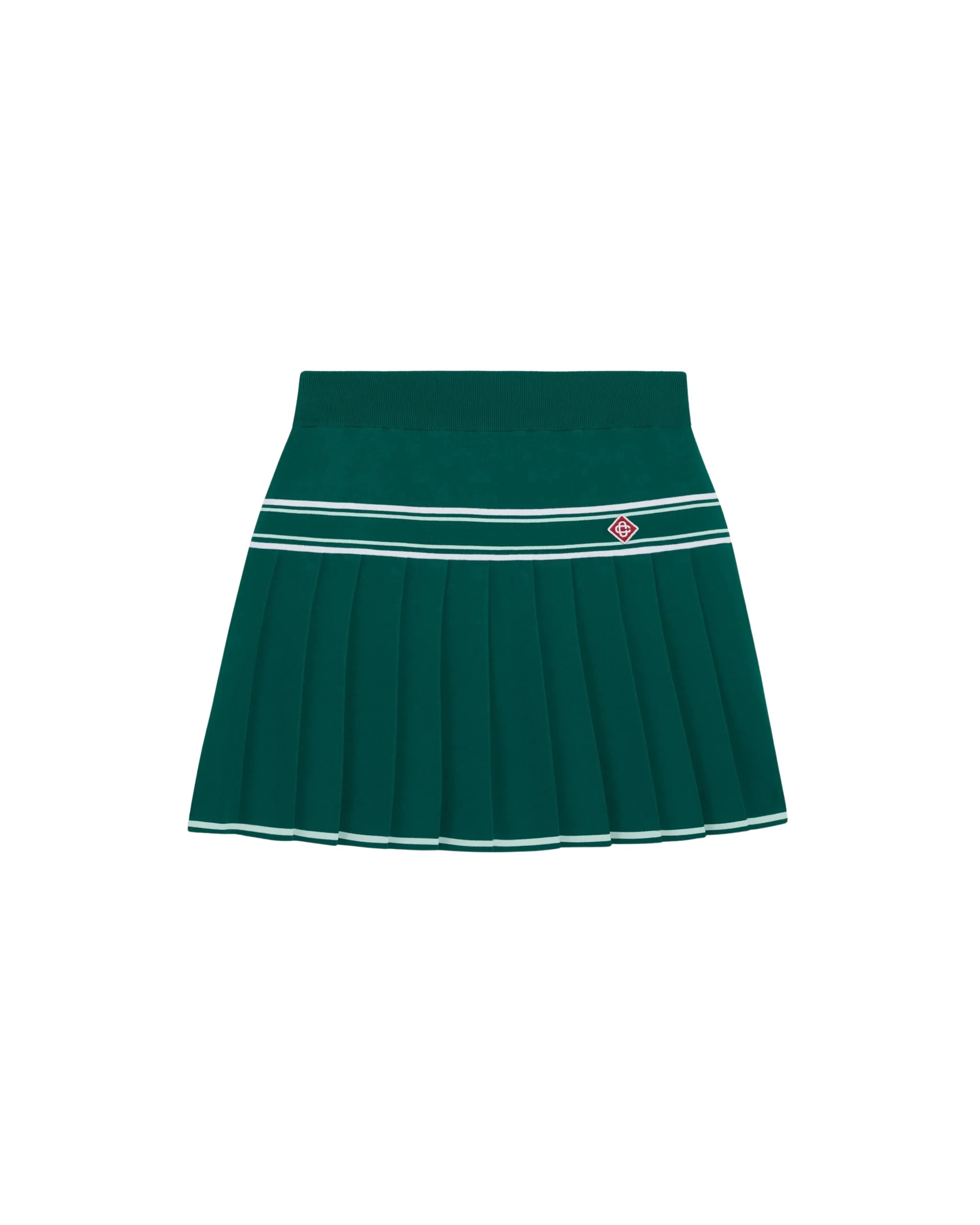 Green Pleated Knit Mini Skirt