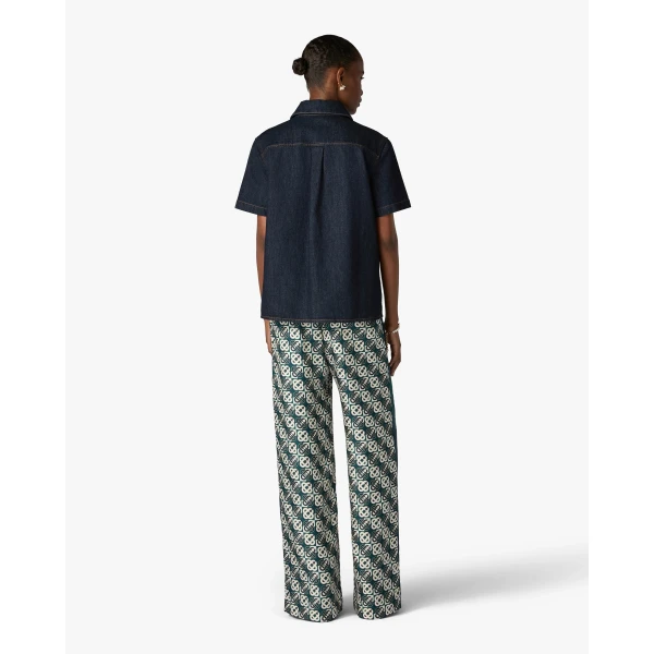 Casablanca Indigo Raw Denim Short Sleeve Shirt, view 3