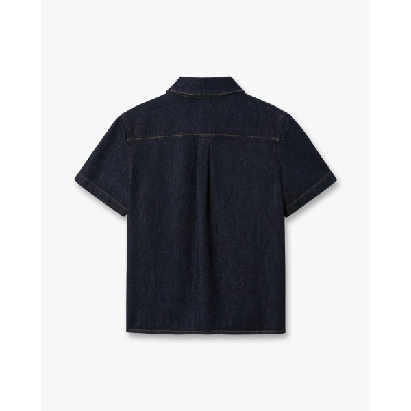 Casablanca Indigo Raw Denim Short Sleeve Shirt, view 6
