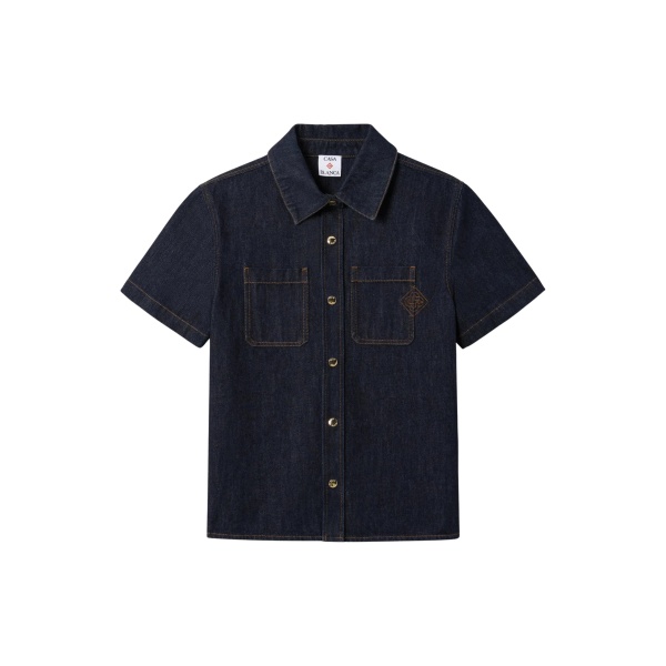 Casablanca Indigo Raw Denim Short Sleeve Shirt