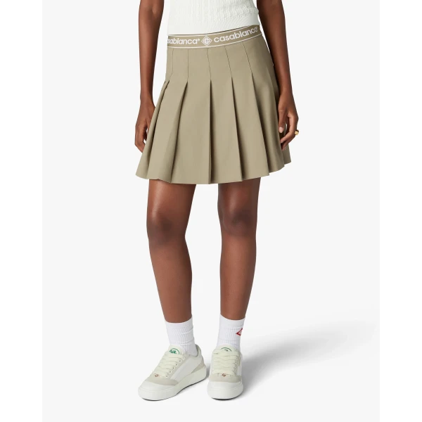 Casablanca Light Brown Pleated Mini Skirt, view 4