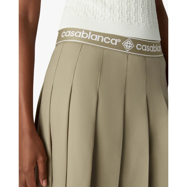 Casablanca Light Brown Pleated Mini Skirt, view 5