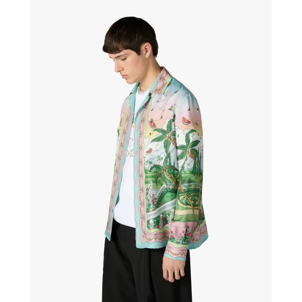 Casablanca Multicolour Ladurée x Casablanca Long Sleeve Silk Shirt, view 4