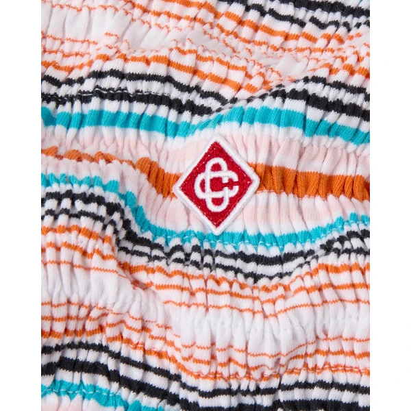 Casablanca Multicolour Striped Shirred Short Sleeve Polo Shirt, view 6